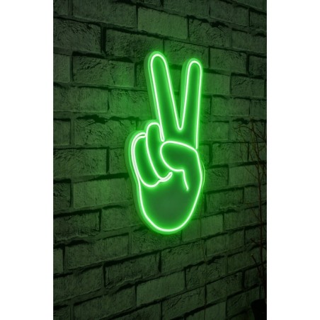 Iluminación LED decorativa de plástico Victory Sign verde 29x44x2 cm