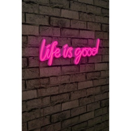 Iluminación LED decorativa de plástico Life Is Good rosa 57x17x2 cm