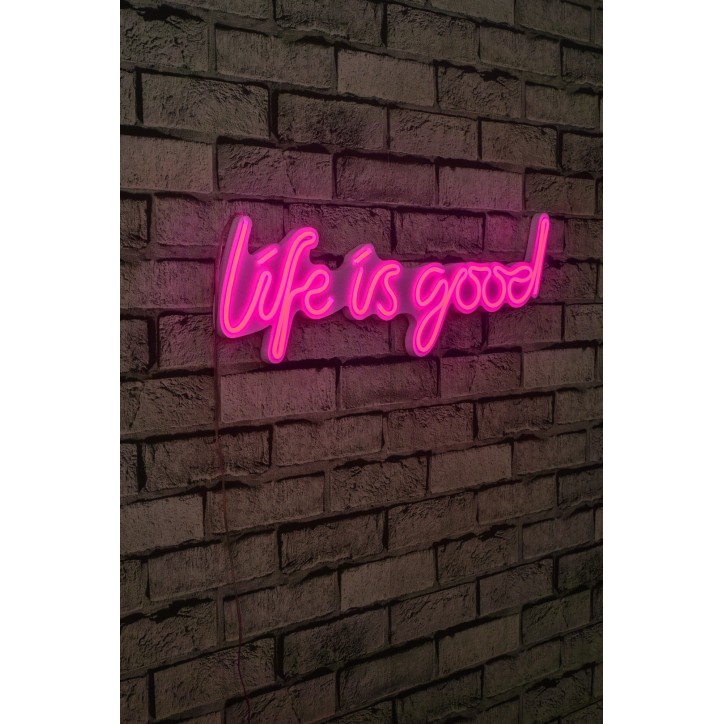 Iluminación LED decorativa de plástico Life Is Good rosa 57x17x2 cm