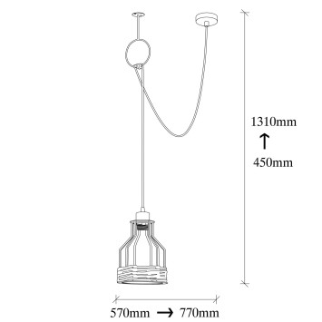 Lámpara de techo Fiko-6551 negro metal 77x17x131 cm - 8681875501940