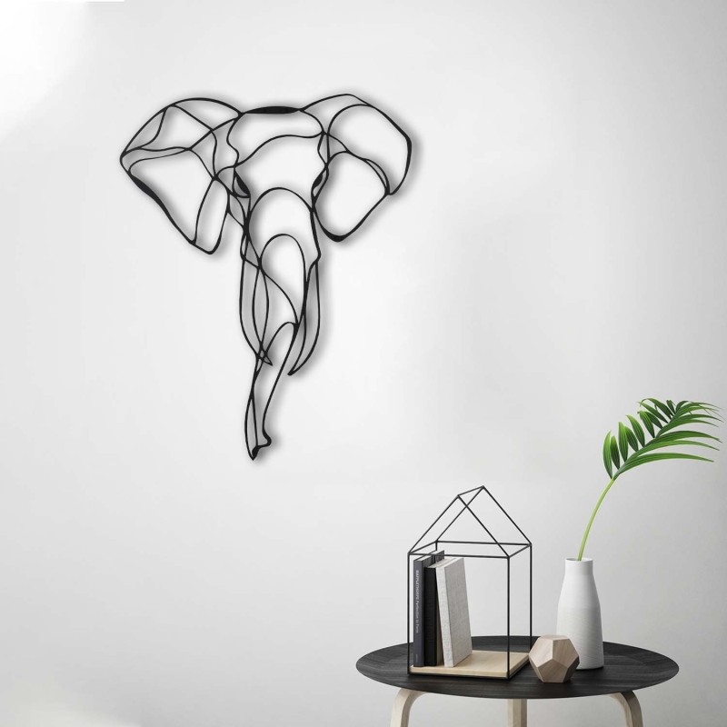 Decoración pared de metal Elephant 2 negro 52x41 cm