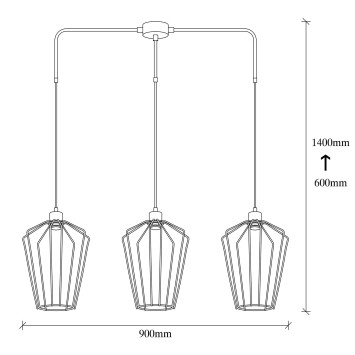 Lámpara de techo Fener-6216 negro metal 90x25x140 cm - 8681875501001