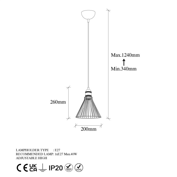 Lámpara de techo Rozye-11290 negro oro cobrizo metal