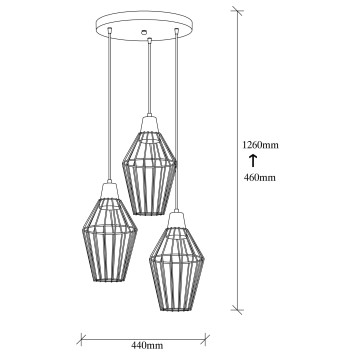 Lámpara de techo Wire-6126 negro metal 44x44x126 cm - 8682870090118