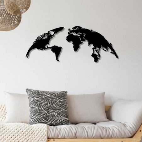 Decoración pared de metal World Map Medium negro 120x47 cm