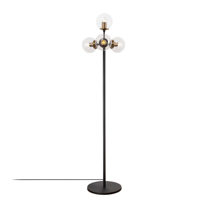 Lámpara de pie Akkas-10040 negro oro cobrizo metal vidrio 48x48x163 cm