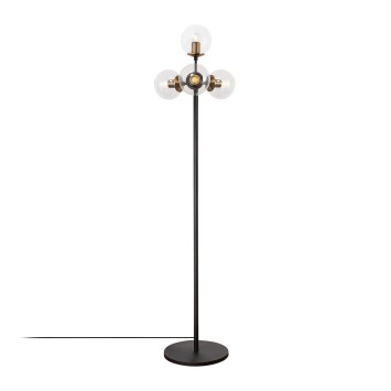 Lámpara de pie Akkas-10040 negro oro cobrizo metal vidrio 48x48x163 cm - 8683342387705