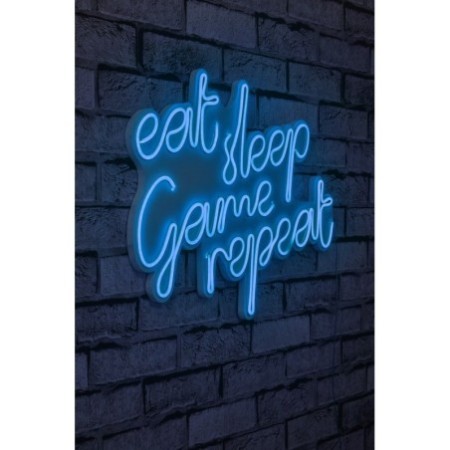 Iluminación LED decorativa de plástico eat sleep game repeat azul 51x40x2 cm