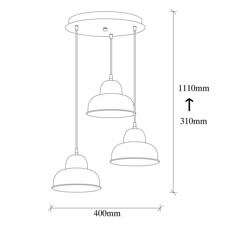 Lámpara de techo Berceste-180BLACK-S2 negro metal diámetro 40x110 cm