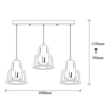 Lámpara de techo Endüstri-MR-782 negro metal 100x20x115 cm - 8681875643107