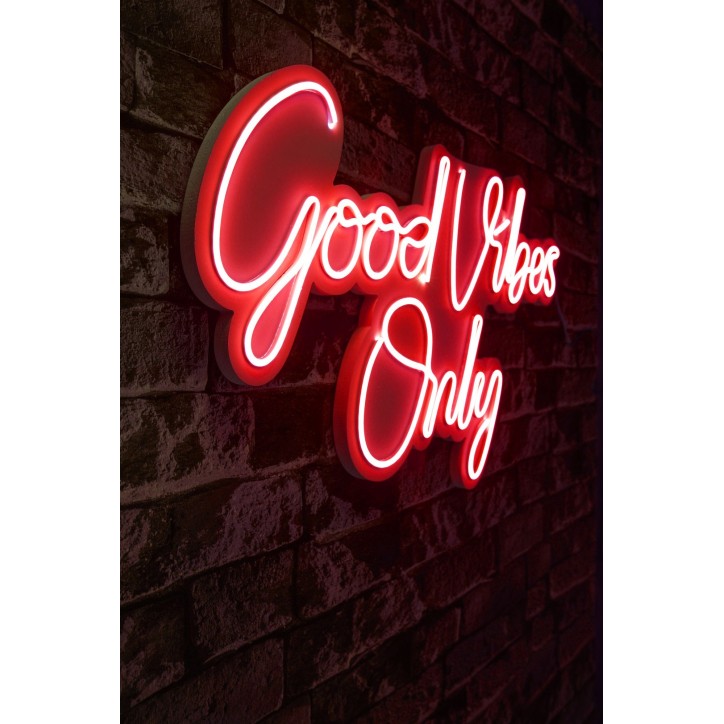 Iluminación LED decorativa de plástico Good Vibes Only 2 rojo 37x62x2 cm