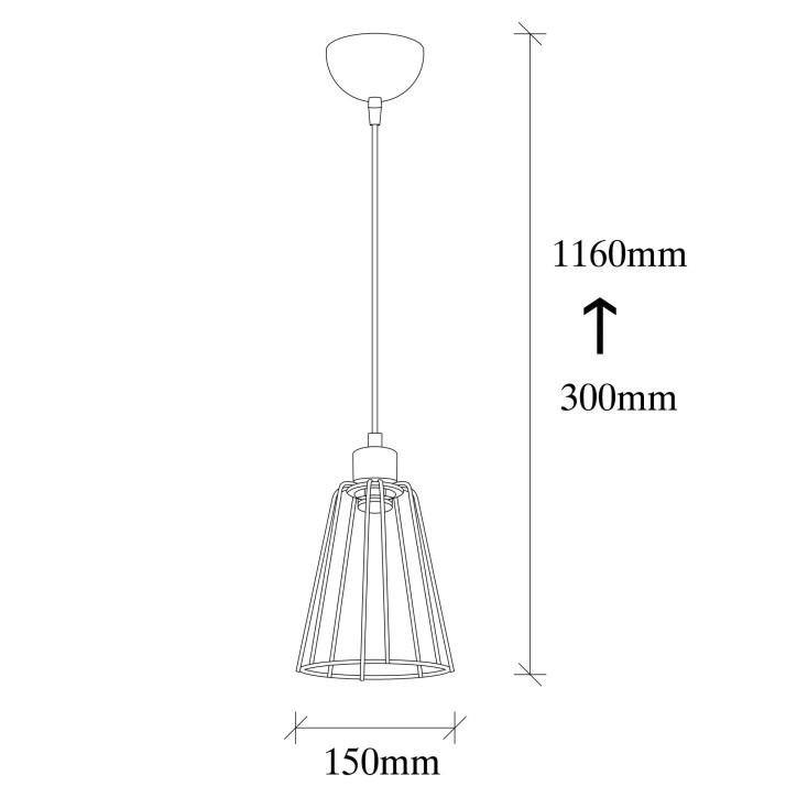 Lámpara de techo Tel-6641 negro metal diámetro 15x116 cm