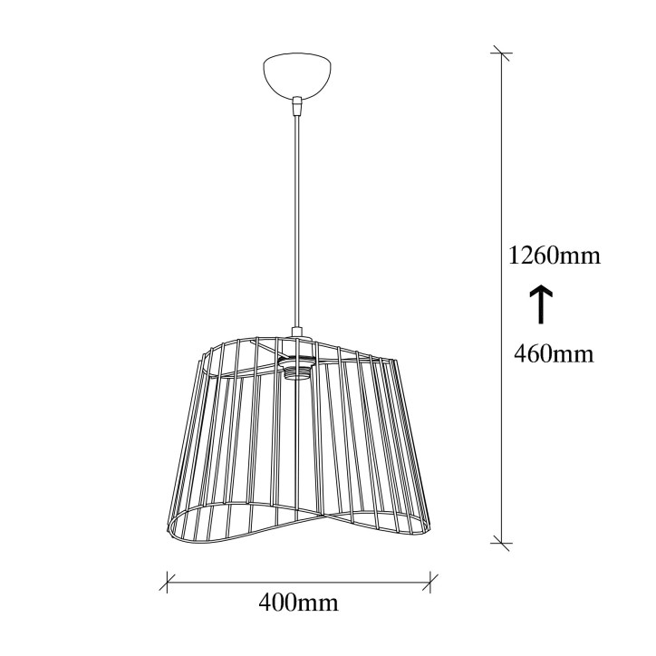 Lámpara de techo Byisoo-6340 negro metal 40x40x46 - 126 cm