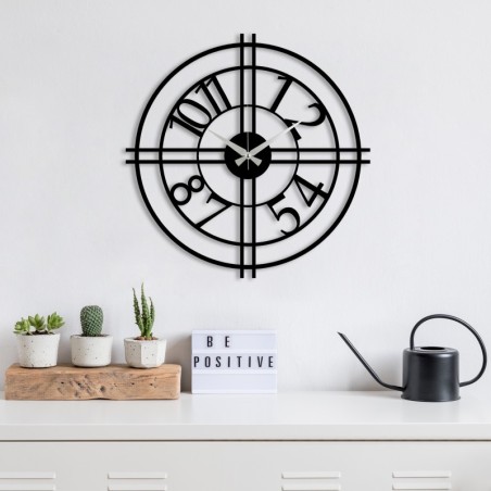 Reloj de pared metal Metal Wall Clock 33 negro 49x49 cm