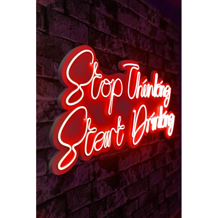 Iluminación LED decorativa de plástico Stop Thinking Start Drinking rojo 34x78x2 cm