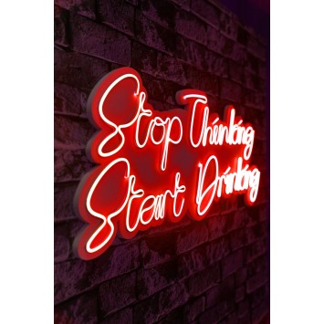 Iluminación LED decorativa de plástico Stop Thinking Start Drinking rojo 34x78x2 cm