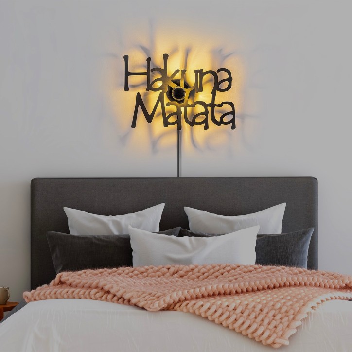 Lámpara de pared Hakuna Matata V2 negro metal 50x34x9 cm