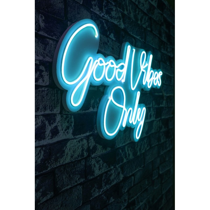 Iluminación LED decorativa de plástico Good Vibes Only 2 azul 37x62x2 cm