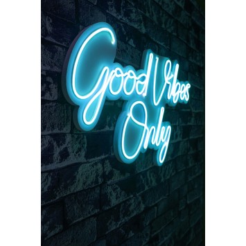 Iluminación LED decorativa de plástico Good Vibes Only 2 azul 37x62x2 cm