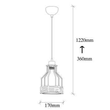 Lámpara de techo Fiko-6546 negro metal diámetro 17x127 cm - 8681875501933