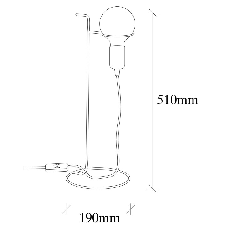 Lámpara de mesa Pota-3674 negro metal diámetro 19x51 cm