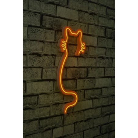 Iluminación LED decorativa de plástico Cat amarillo 22x48x2 cm