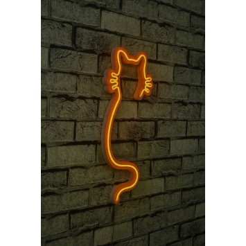 Iluminación LED decorativa de plástico Cat amarillo 22x48x2 cm