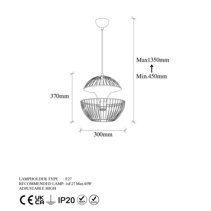 Lámpara de techo Telmander-11425 gris metal