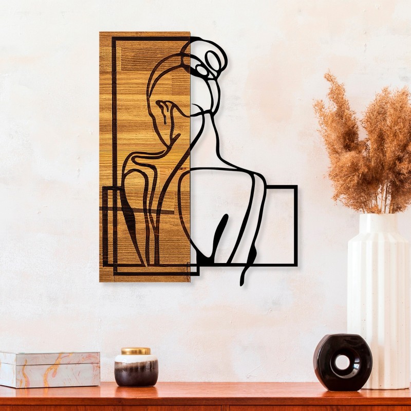 Decoración pared de madera Woman Posture nogal claro negro 39x3x50 cm