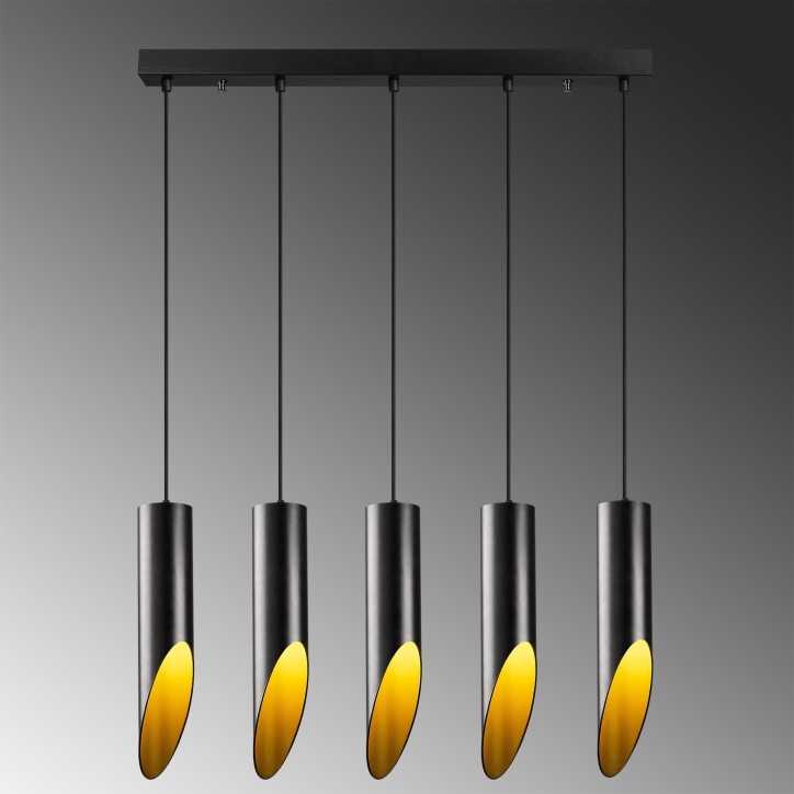 Lámpara de techo Kesik-6931 oro negro metal 75x8x138 cm