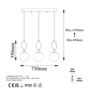 Lámpara de techo Ring-13438 negro metal 75 cm - 8683743841509