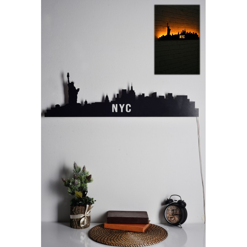 Iluminación LED decorativa NYC Skyline amarillo 80x24 cm