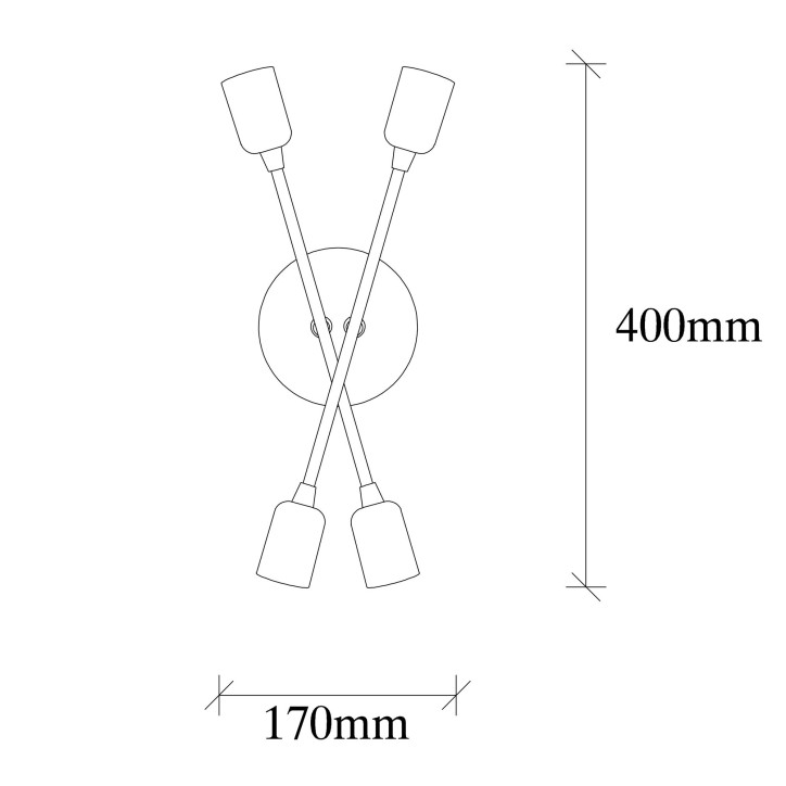 Lámpara de pared Fleur-3401 negro metal 17x8x40 cm