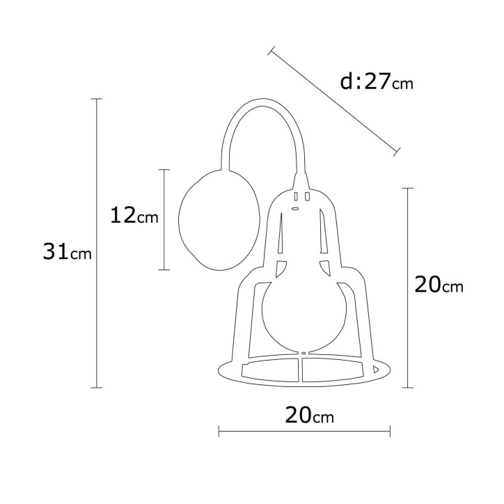 Lámpara de pared Harran-N-1138 bronce negro metal diámetro 20x31 cm