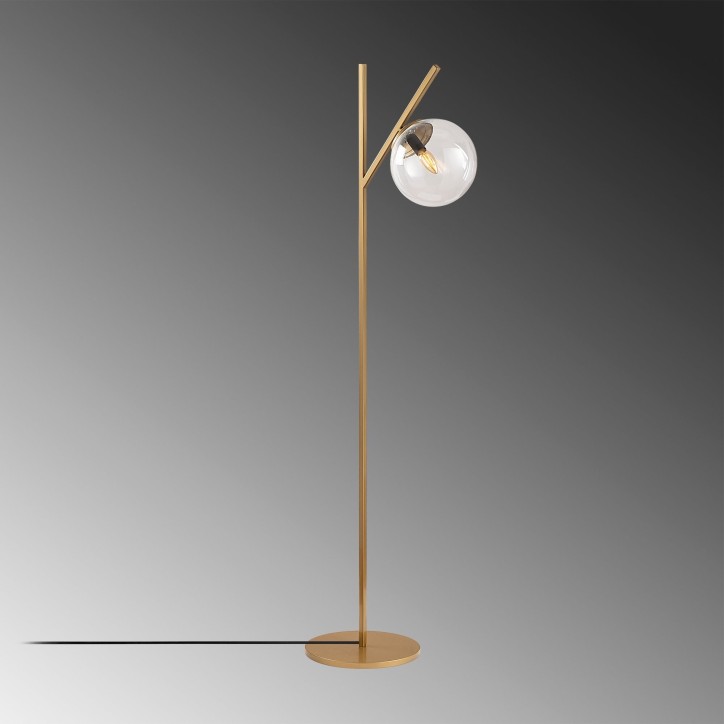 Lámpara de pie Fork-13029 oro metal vidrio 31x45x152 cm