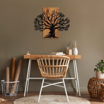 Decoración pared de madera Monumental Tree nogal negro 67x58 cm