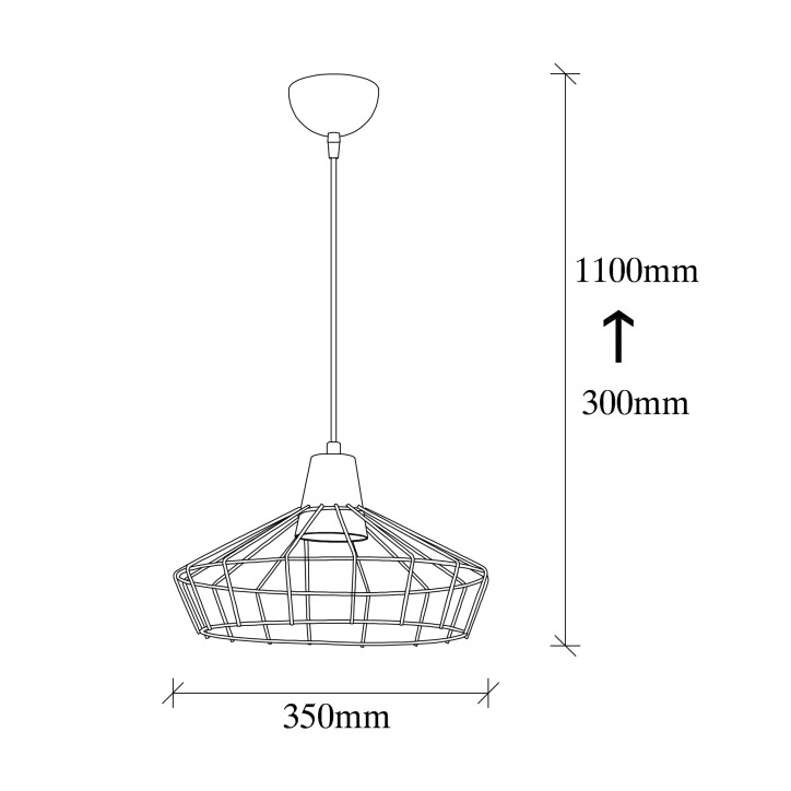 Lámpara de techo Wire-2255 negro metal 35x35x30 - 110 cm