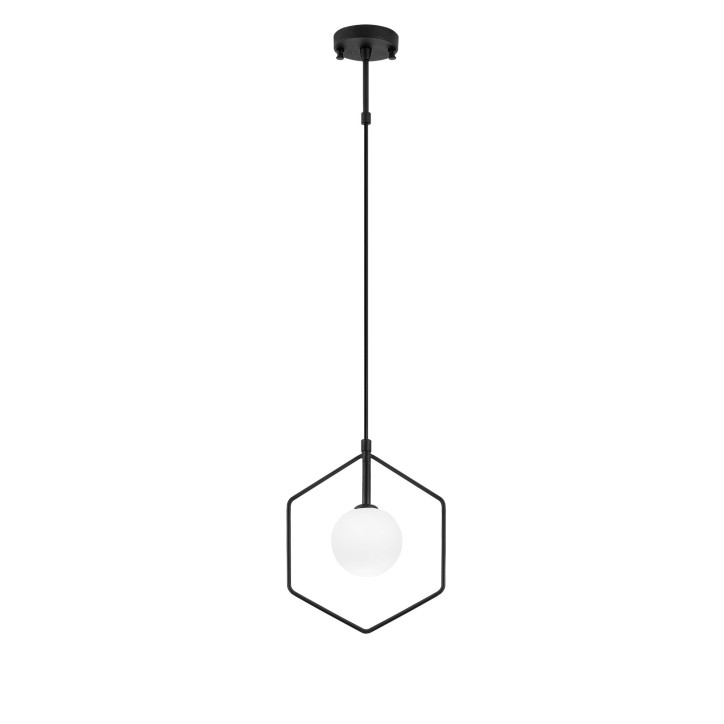 Lámpara de techo Geometri-11075 blanco negro metal vidrio 22x12x43-119 cm