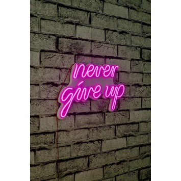 Iluminación LED decorativa de plástico Never Give Up rosa 39.5x23x2 cm