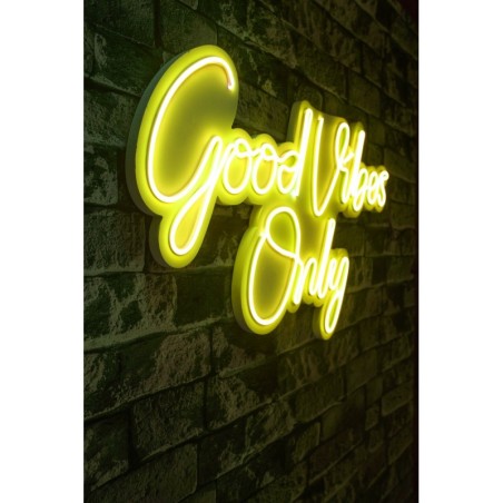 Iluminación LED decorativa de plástico Good Vibes Only 2 amarillo 37x62x2 cm