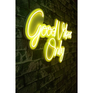 Iluminación LED decorativa de plástico Good Vibes Only 2 amarillo 37x62x2 cm