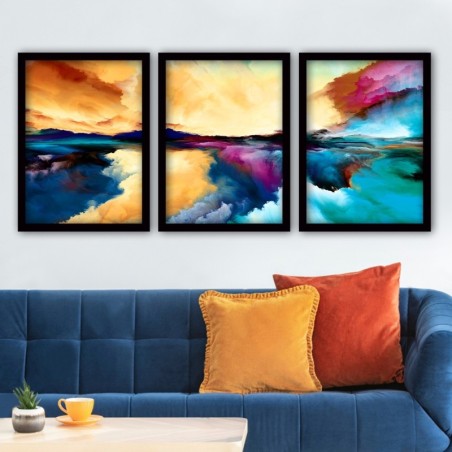 Cuadro decorativo enmarcado 3SC33 multicolor 35x45 cm (3 piezas)