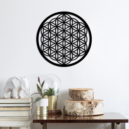 Decoración pared de metal Flower Of Life 1 negro 48x48 cm