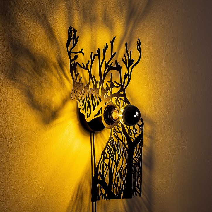 Lámpara de pared Tree Woman 1 negro metal 34x47x9 cm