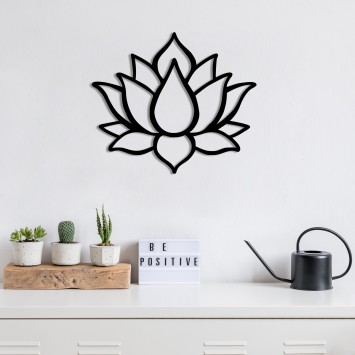 Decoración pared de metal Lotus Flower 1 negro 50x43 cm