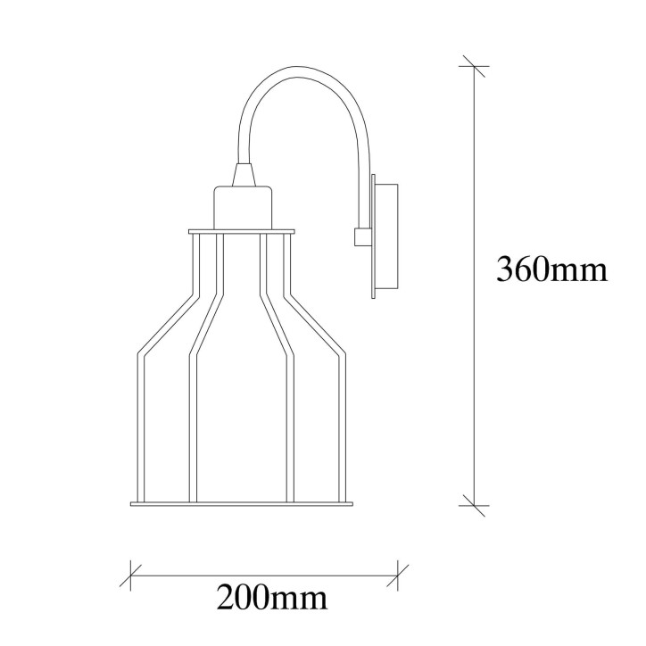 Lámpara de pared Fellini-MR-814 cobre negro metal 17x25x36 cm