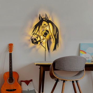 Lámpara de pared Horse negro metal 41x57x9 cm - 8683743676309