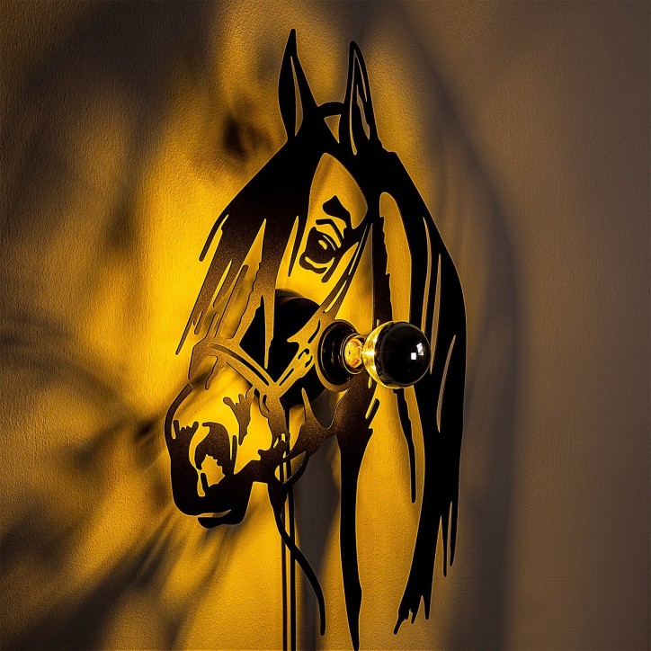 Lámpara de pared Horse negro metal 41x57x9 cm