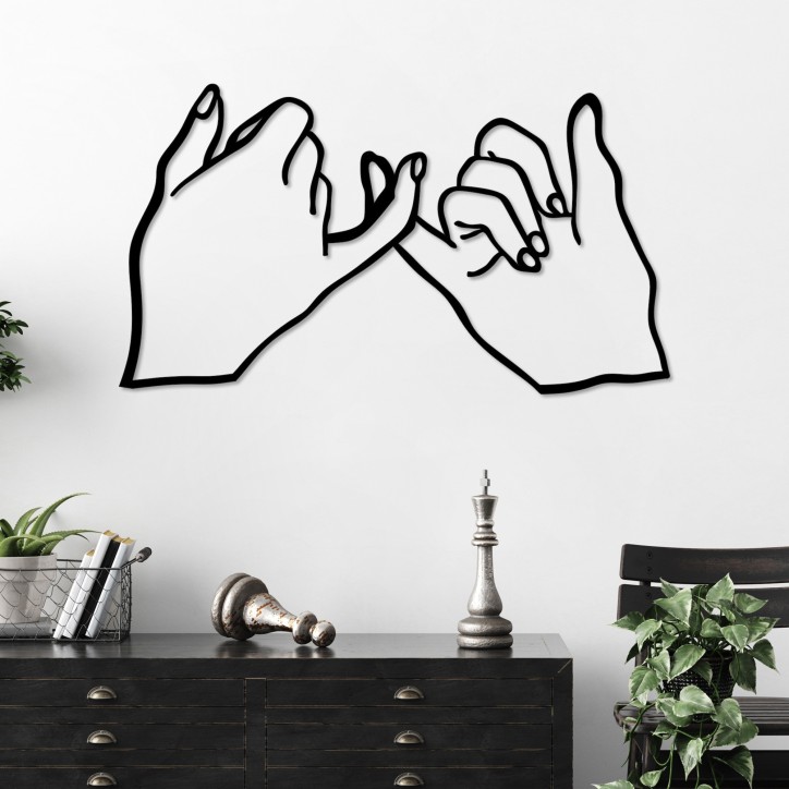 Decoración pared de metal Pinky Promise negro 100x57 cm