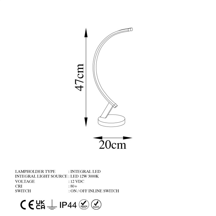 Lámpara de mesa Bevel-13323 negro metal 13x47x 20 cm